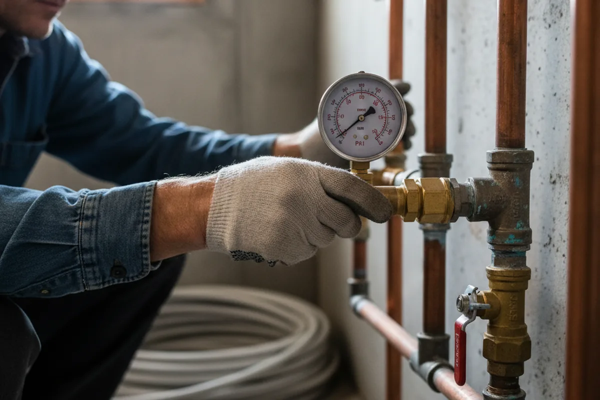 Pressure testing a repaired line during Water Line Repair in Spartanburg